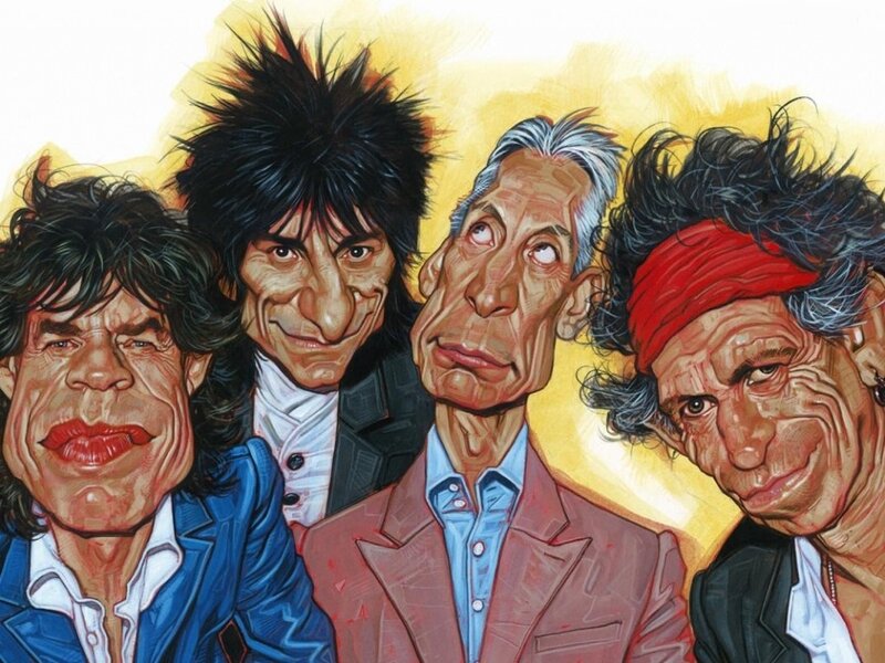 Caricature of Four Men — Yellow