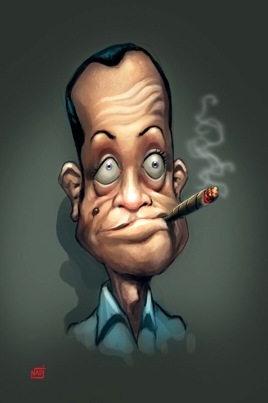 caricature of man with cigar