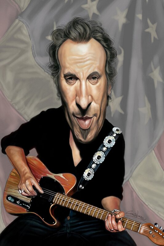 Caricature of musician with guitar