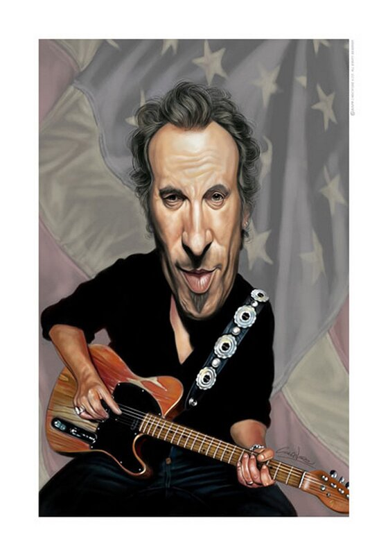 Caricature of musician with guitar