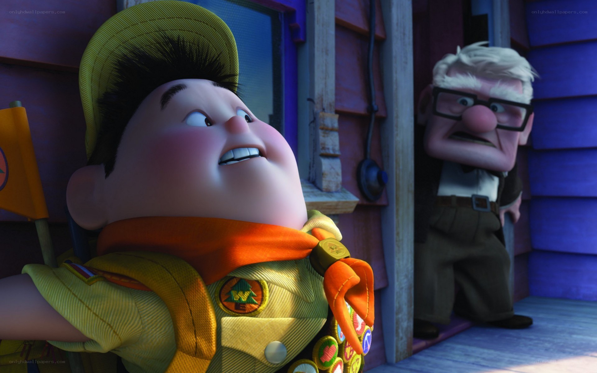 Carl and Russell in a scene