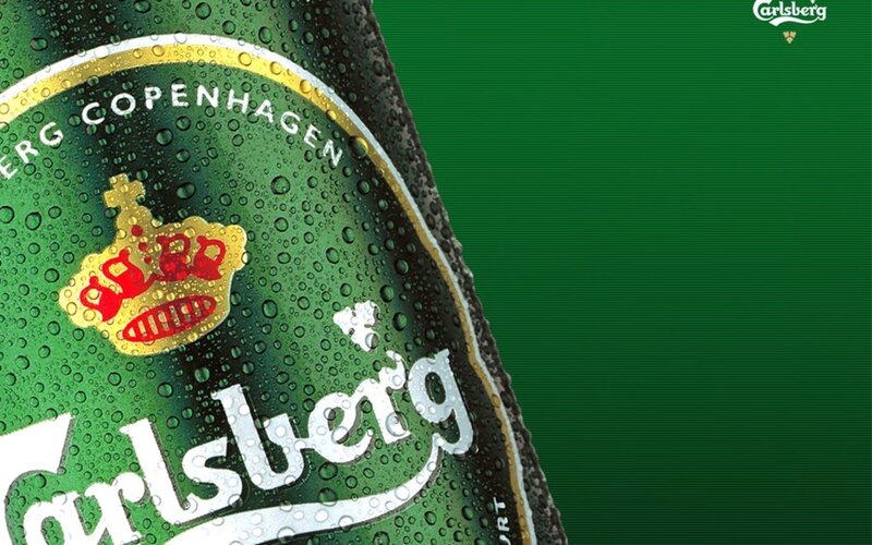 Carlsberg beer bottle close-up