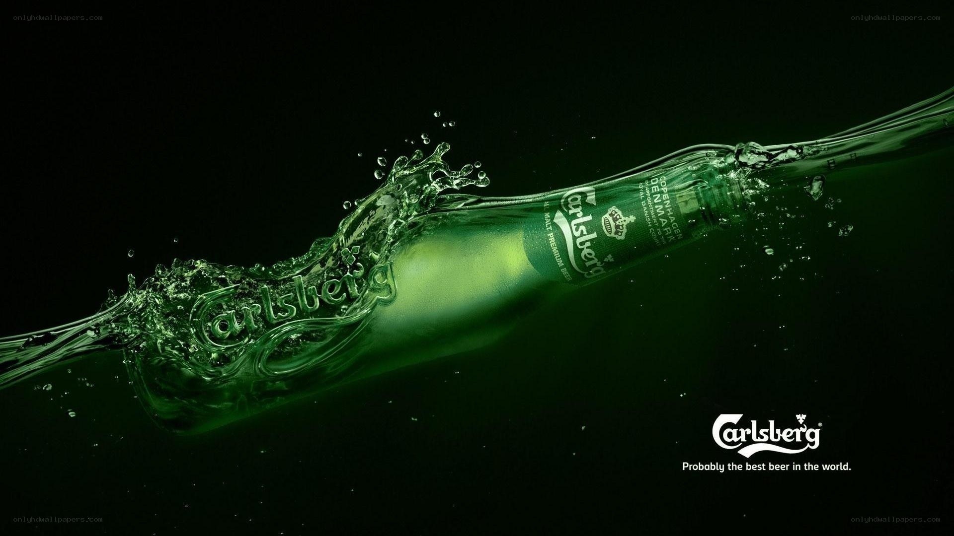 Carlsberg beer bottle underwater