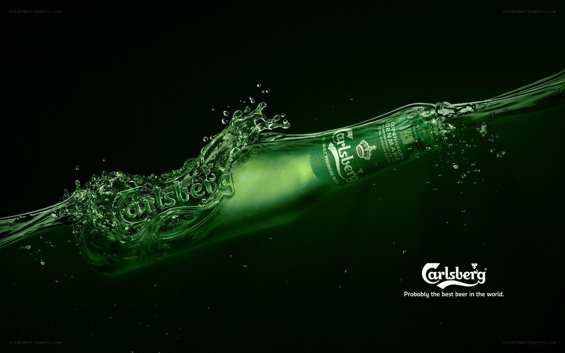 Carlsberg beer bottle underwater