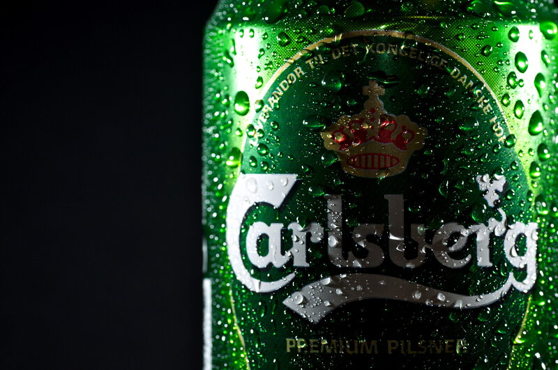 Carlsberg beer can with condensation