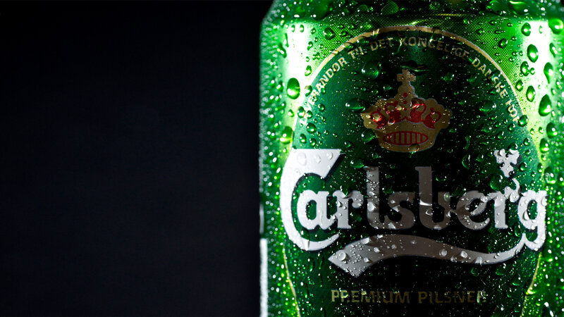 Carlsberg beer can with condensation