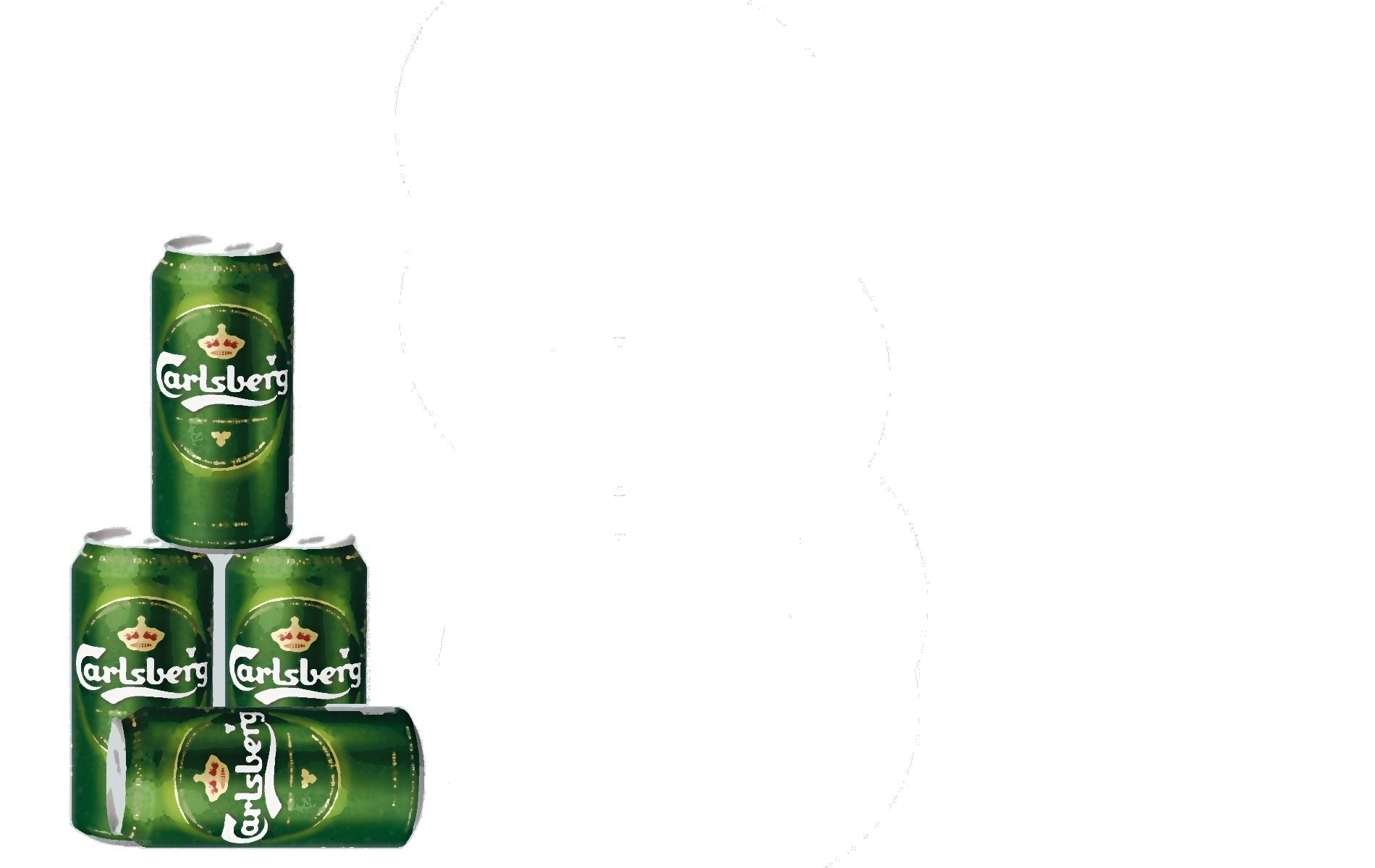 Carlsberg beer cans stacked