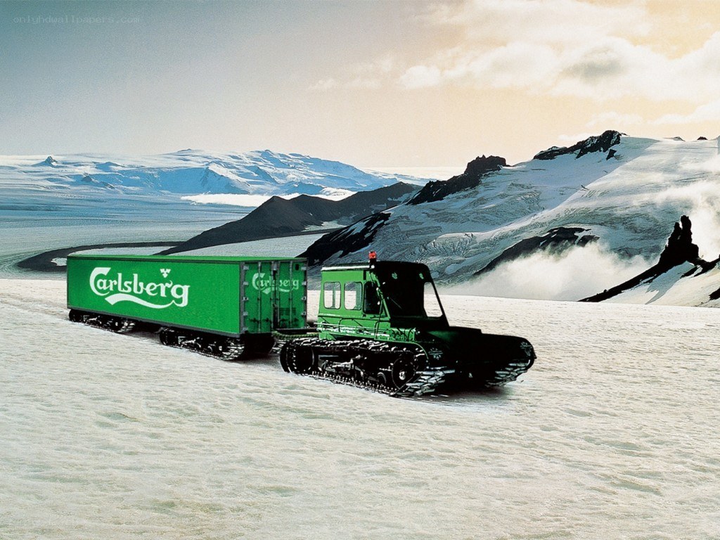 Carlsberg truck on snow