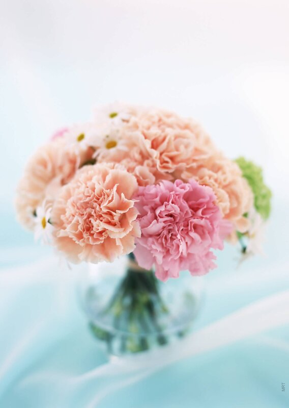 carnation bouquet in glass vase