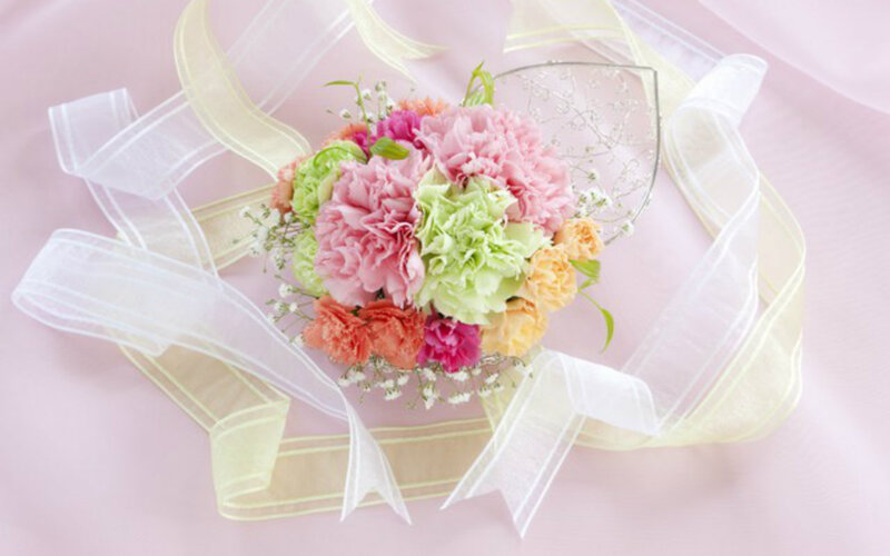 Carnation Bouquet with Ribbons