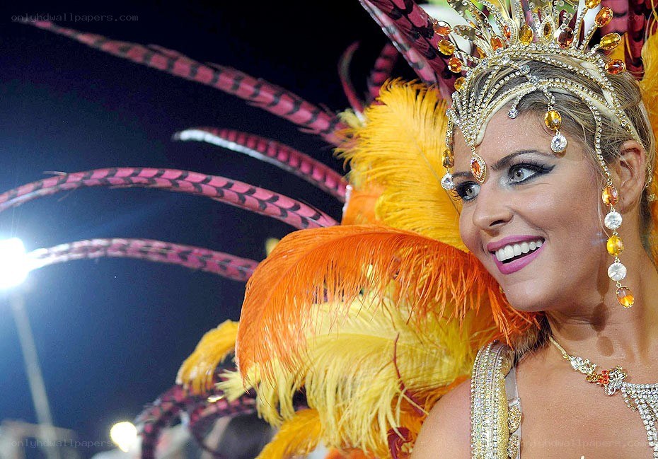 Carnival dancer in feather costume