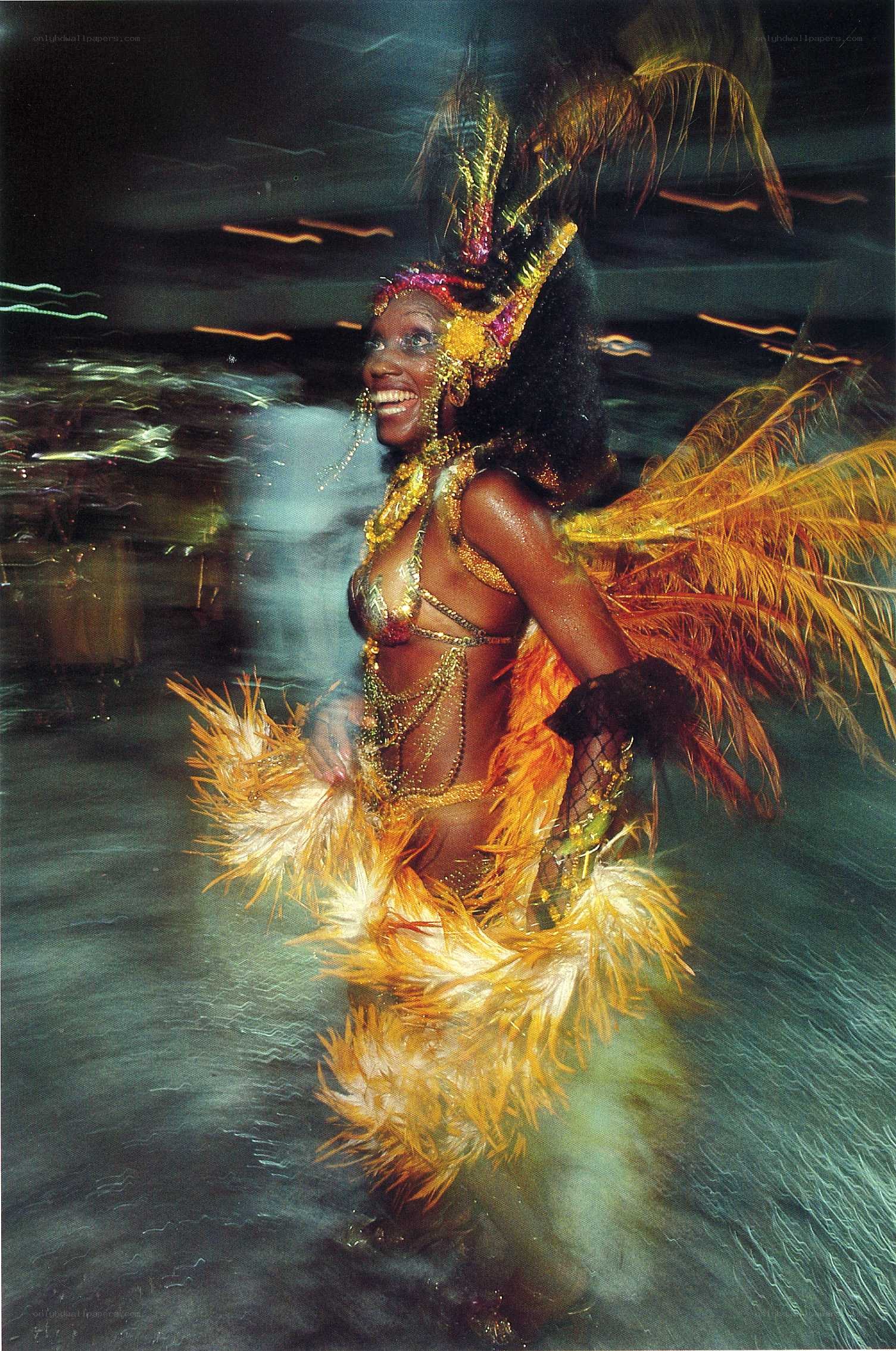 Carnival dancer in feather costume