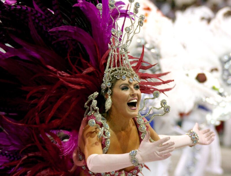 Carnival dancer in feathered costume