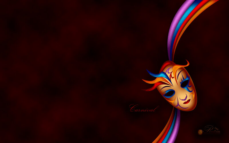 Carnival mask with colorful streamers