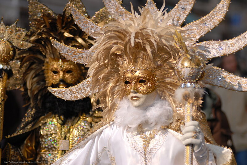 Carnival mask with feathered headdress
