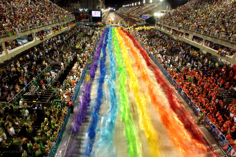 Carnival parade with rainbow colors