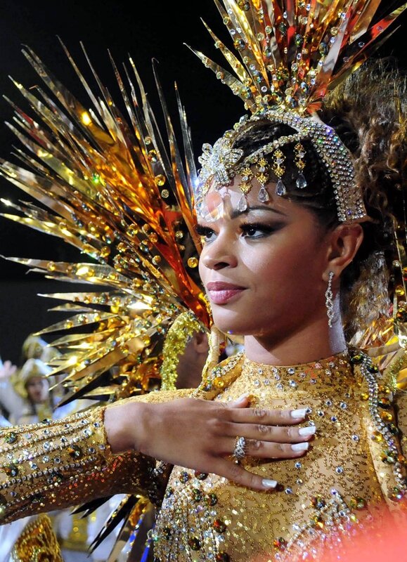 Carnival performer in golden costume