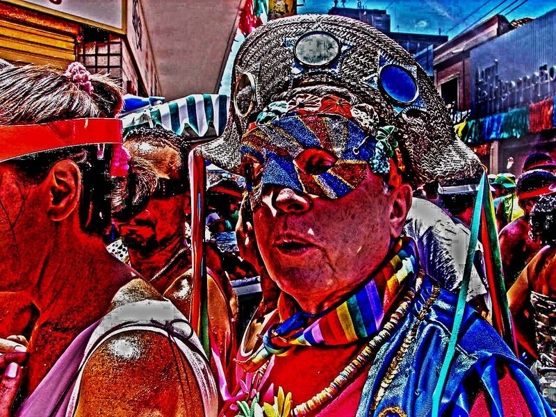 Carnival reveler in costume