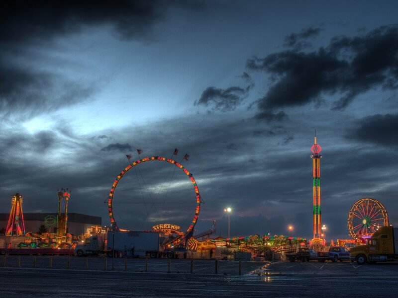 Carnival Rides at Dusk
