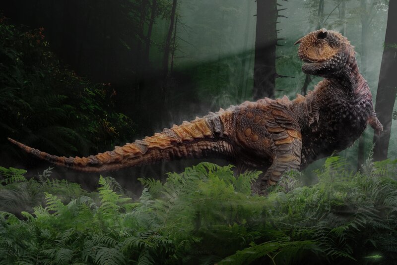 Carnotaurus Dinosaur — Green, Dramatic