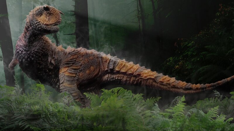 Carnotaurus in prehistoric forest