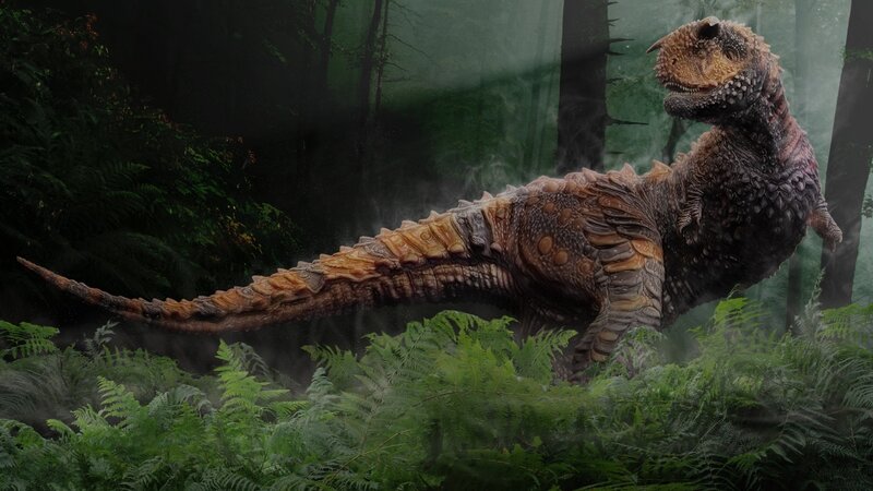 Carnotaurus in prehistoric forest