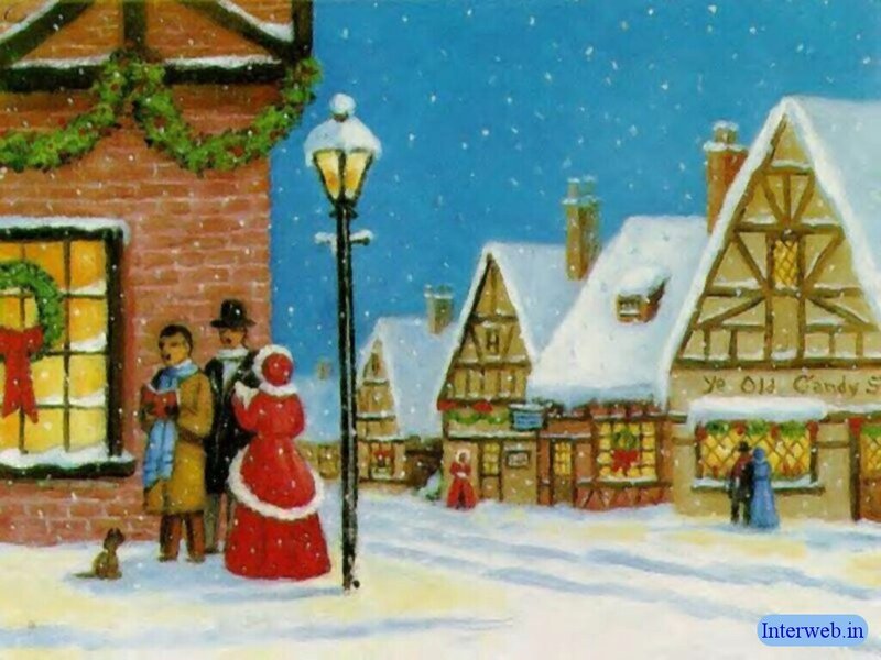 Carolers in Snow — Red
