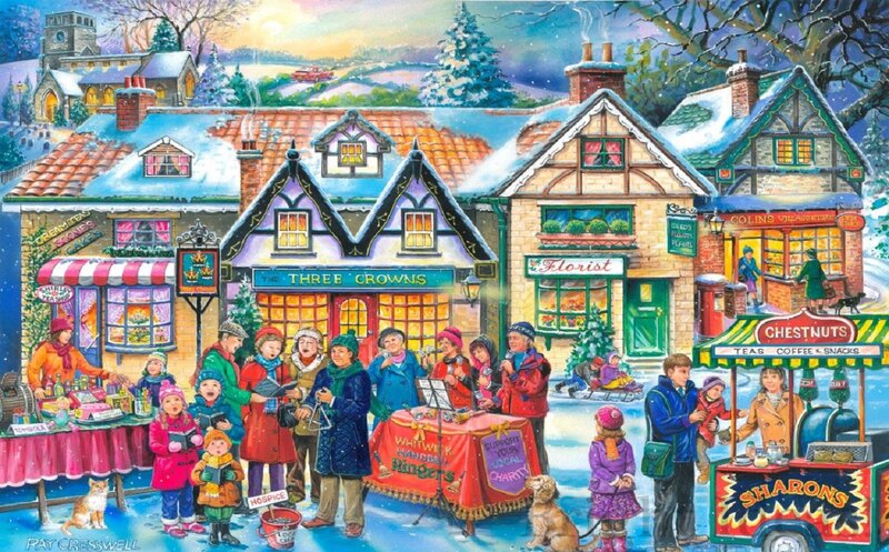 Carolers in Village