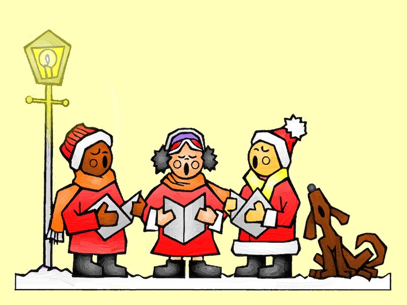 Carolers in Winter — Yellow