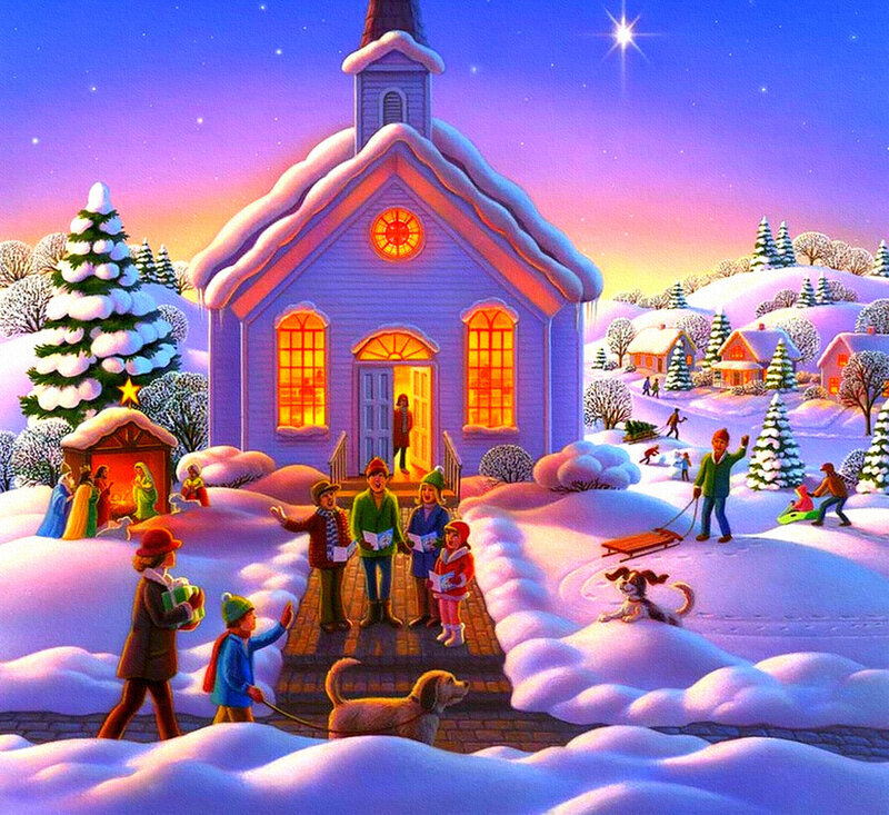 Carolers Outside Church