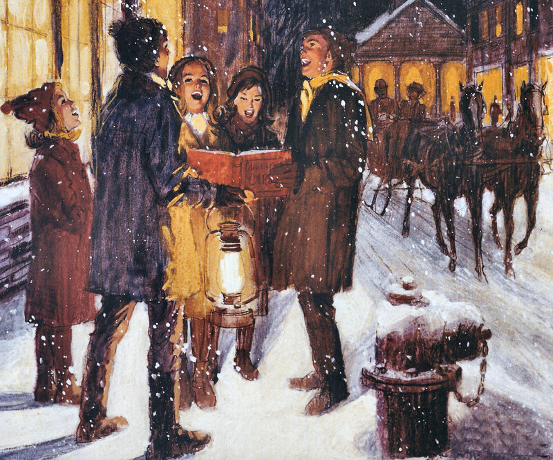 Carolers Singing in Snow