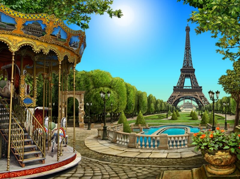Carousel and Eiffel Tower