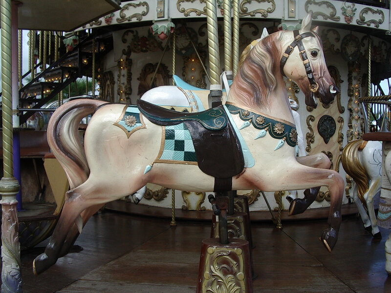 Carousel horse at amusement park