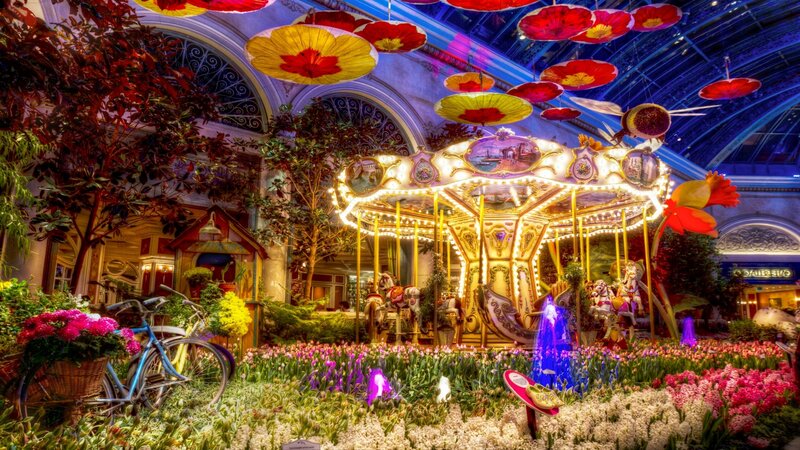 Carousel in Flower Garden — Yellow, Festive