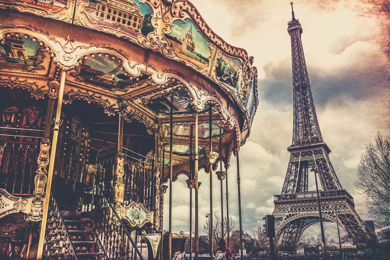 Carousel Near Eiffel Tower — Brown