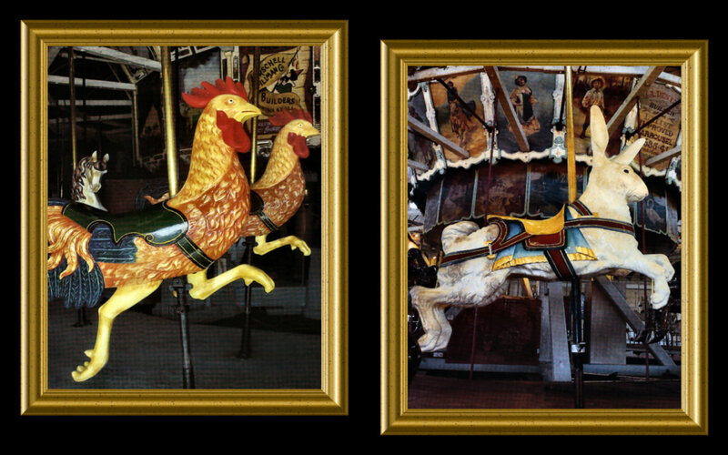 Carousel Roosters and Rabbit