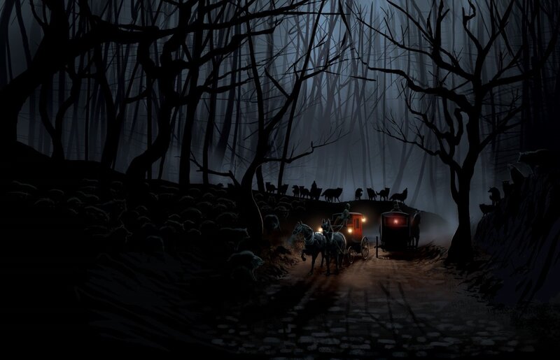 Carriage in Dark Forest — Black