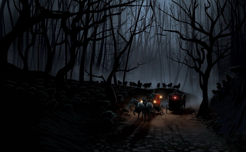 Carriage in Dark Forest