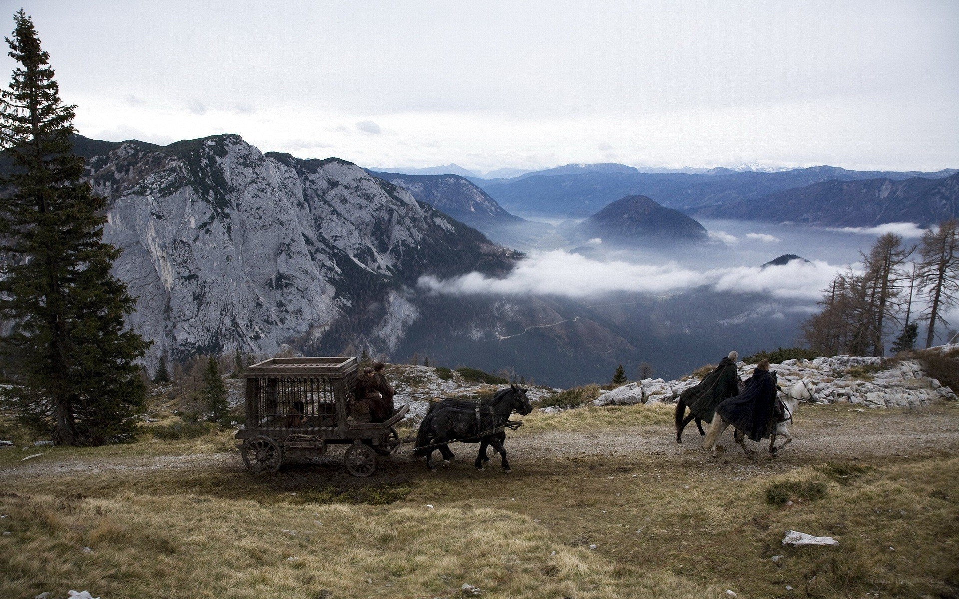 Carriage in mountain valley