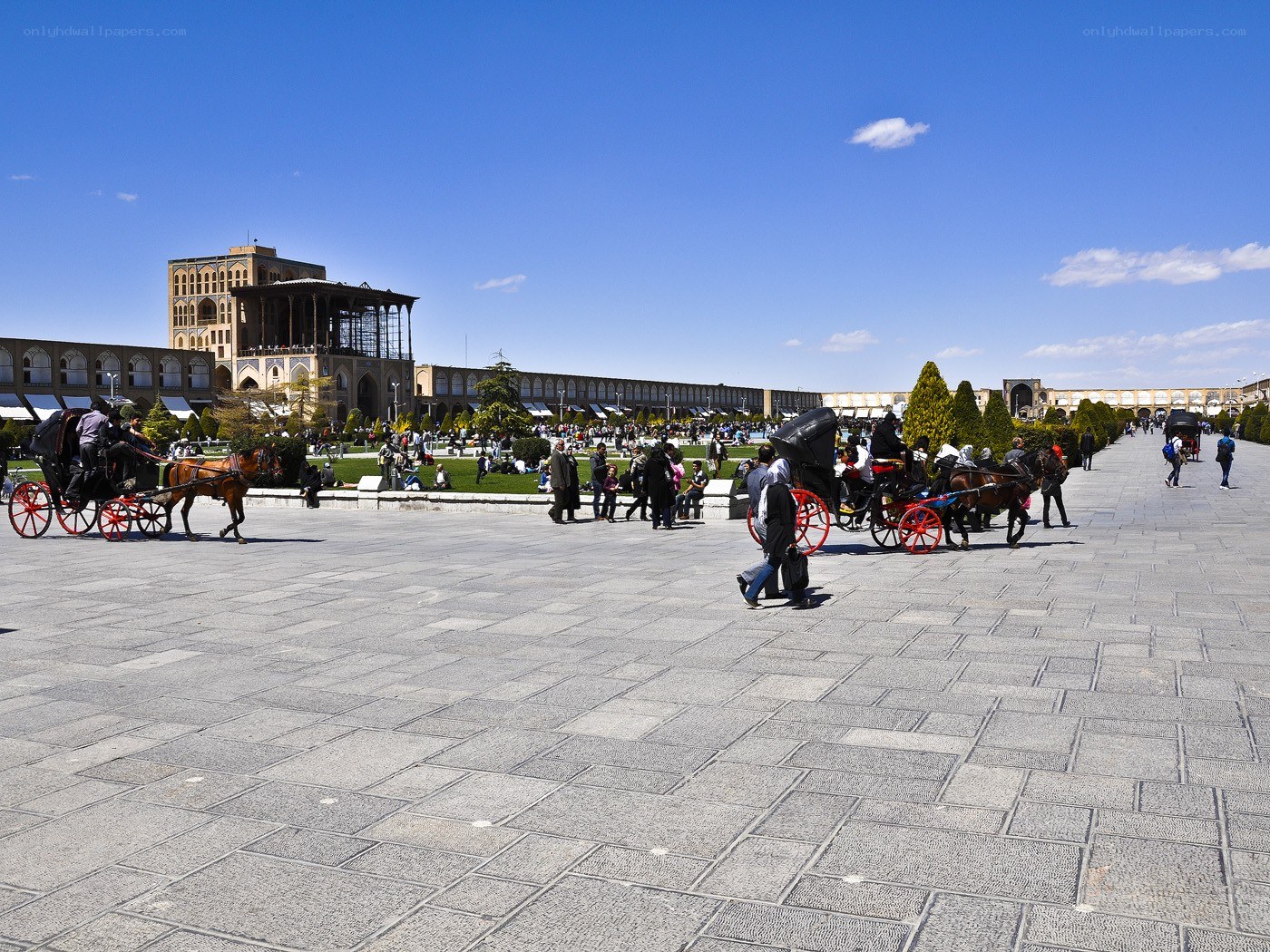 Carriages in a historic square