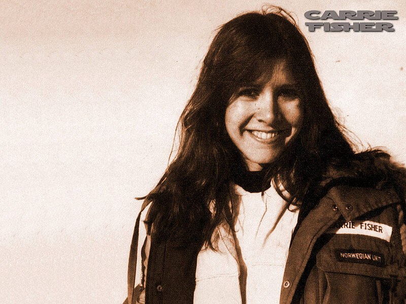 Carrie Fisher in military jacket