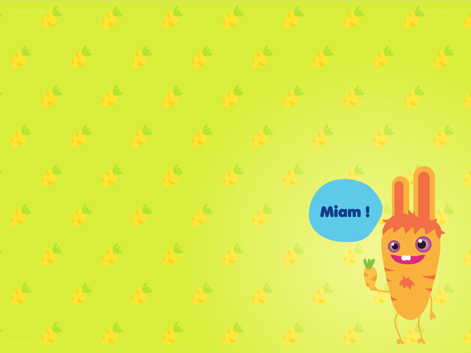 carrot character with pineapple background