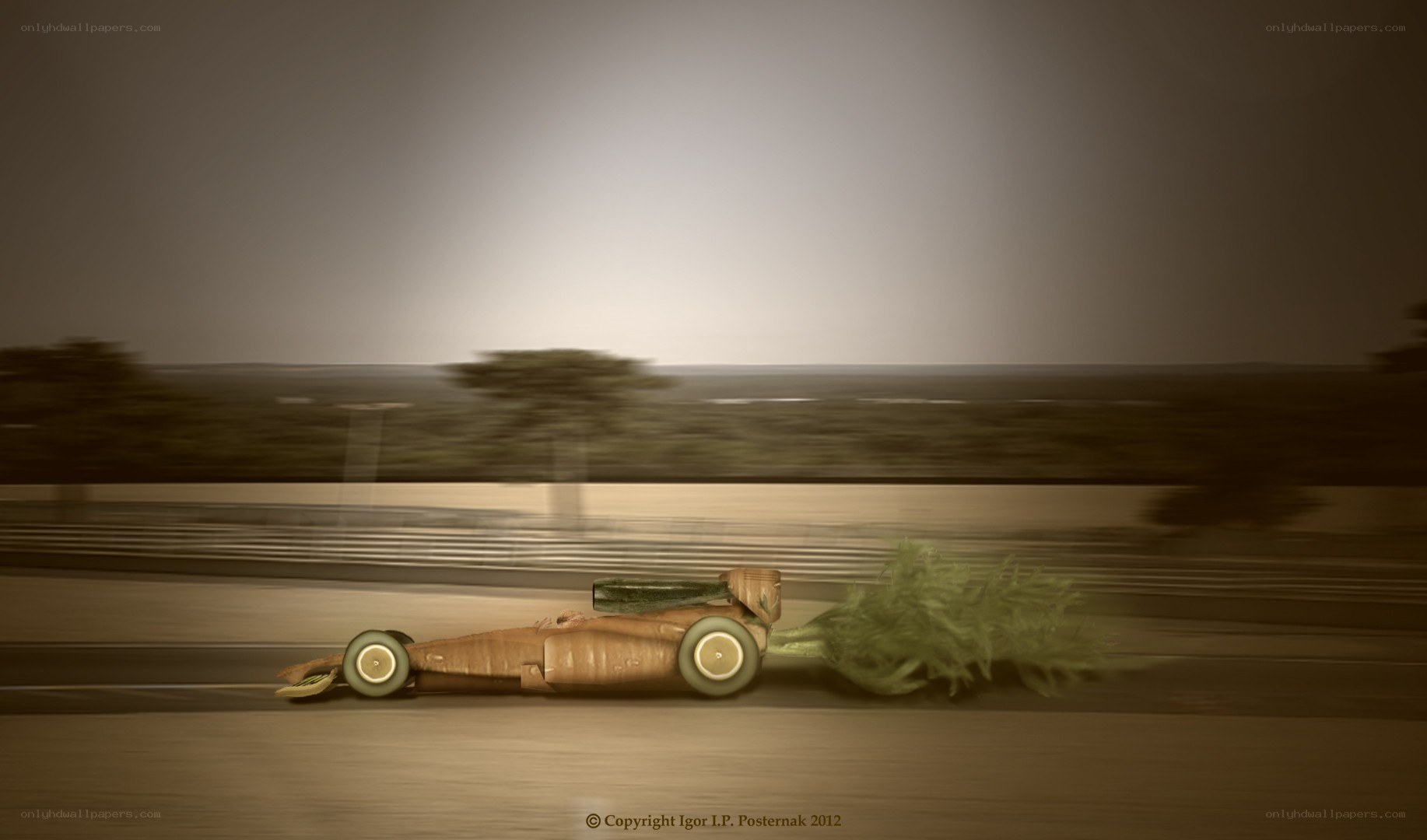 carrot race car in motion