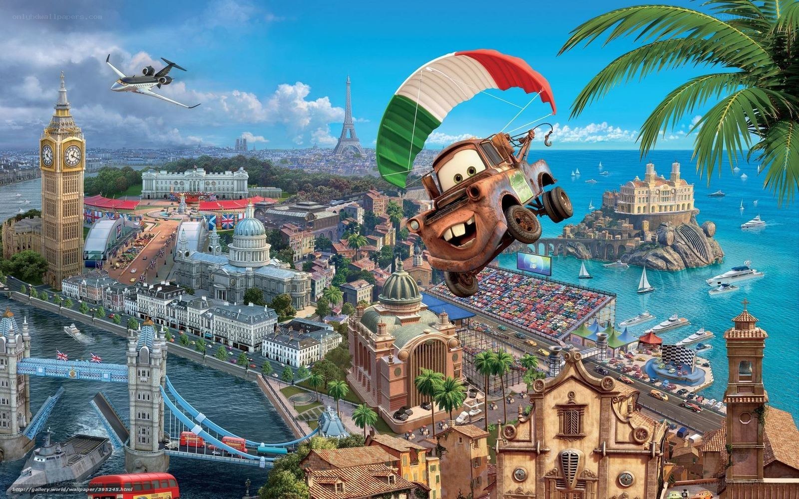 Cars 2 movie scene collage