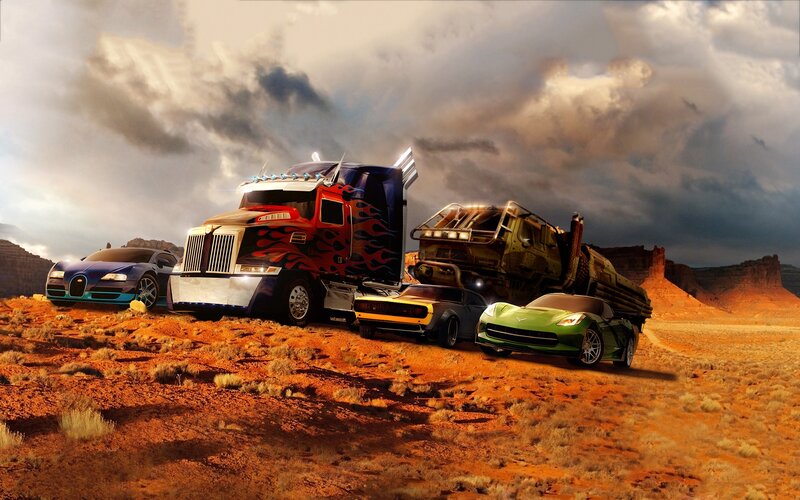 Cars and Trucks in Desert