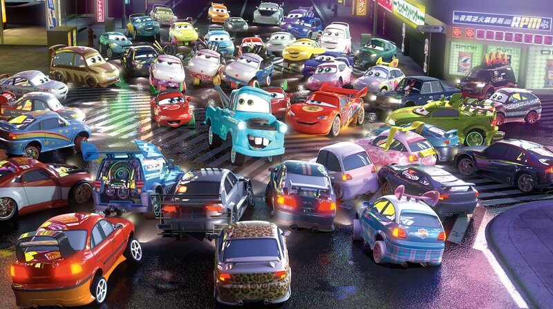 Cars characters in a city scene