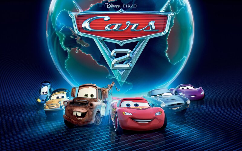 Cars Characters in Front of Globe