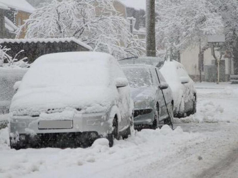 Cars Covered in Snow — White