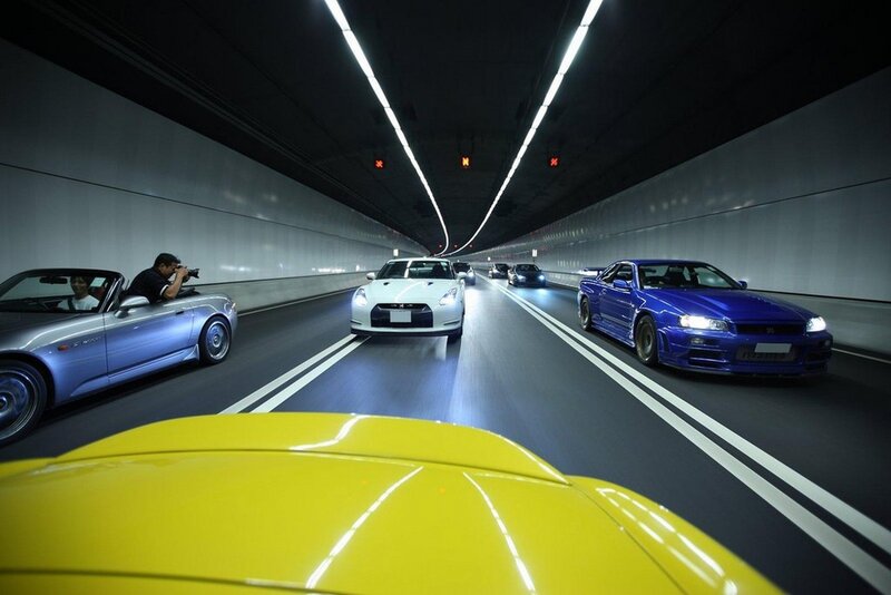 Cars driving in a tunnel