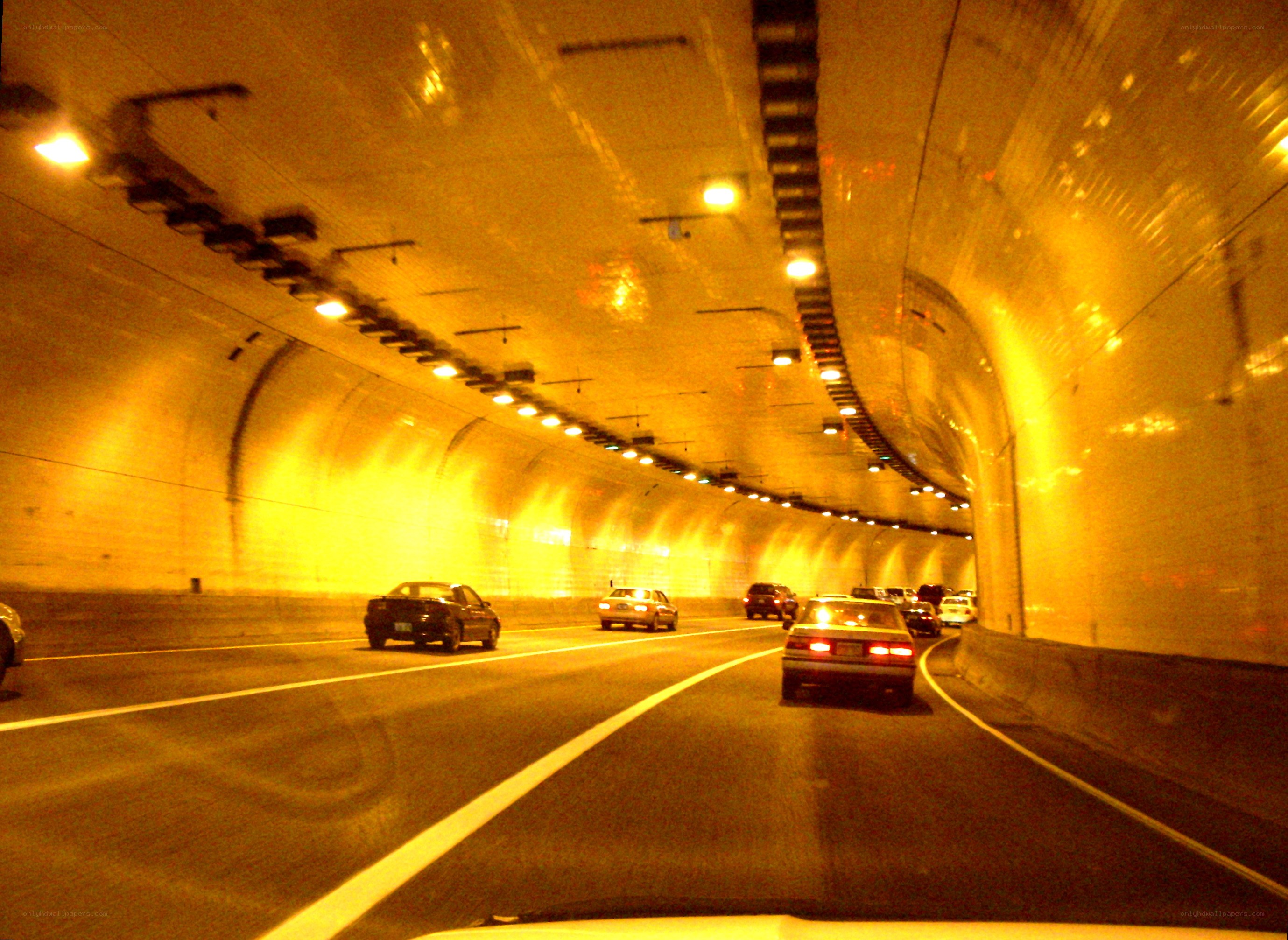 Cars driving through a tunnel